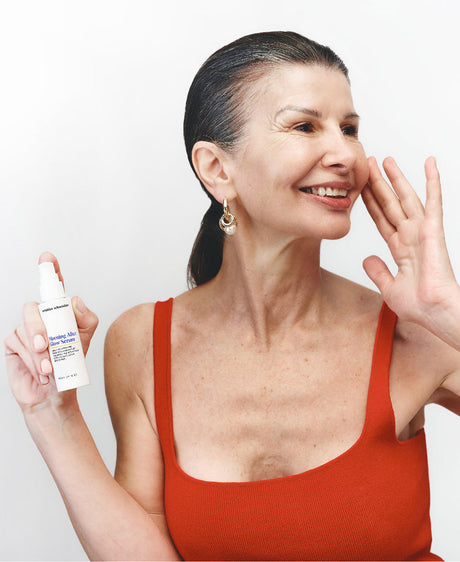 Wrinkles Schminkles blog banner introducing the Morning After Glow anti-aging serum