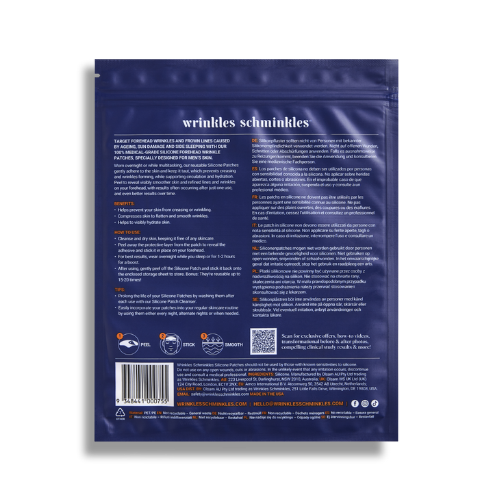 Men's Pro Forehead Wrinkle Patches packaging, back of pack