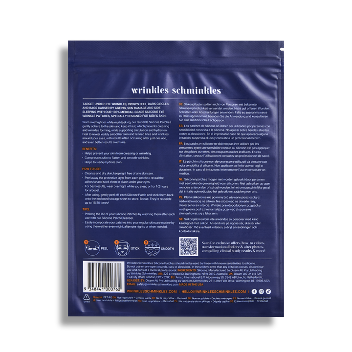 Men's Pro Eye Wrinkle Patches packaging, back of pack